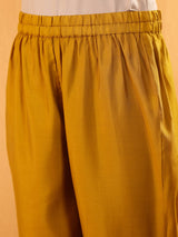 Women's Mustard Ethnic Printed Straight Kurta With Trousers