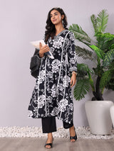 Women's V Neck Bold Floral Printed With Trouser