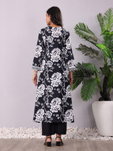 Women's V Neck Bold Floral Printed With Trouser