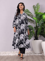Women's V Neck Bold Floral Printed With Trouser