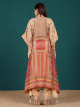 Women's Ethnic Printed Mirror & Gota Embelished Kaftan With Dhoti Pants
