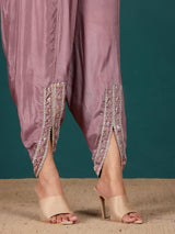 Women's Ethnic Printed Mirror & Gota Embelished Kaftan With Dhoti Pants