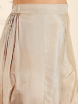 Women's Green Colored Pure Silke Gotta And Mirror Embellished Kaftan With Tulip Pants
