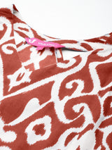 Women's Red Ikat Printed Straight Kurta With Palazzo