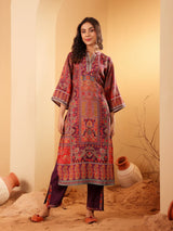 Women's Pink Floral Printed Gota Embellished Flared Sleeve Kurta With Solid Trouser. And Dupatta