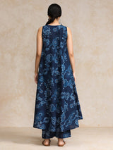 Women's Floral Printed Mirror & Thread Embroidered Yoke Anarkali Kurta With Trouser