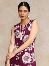 Women's Floral Printed Sleeveless Kurta With Trouser