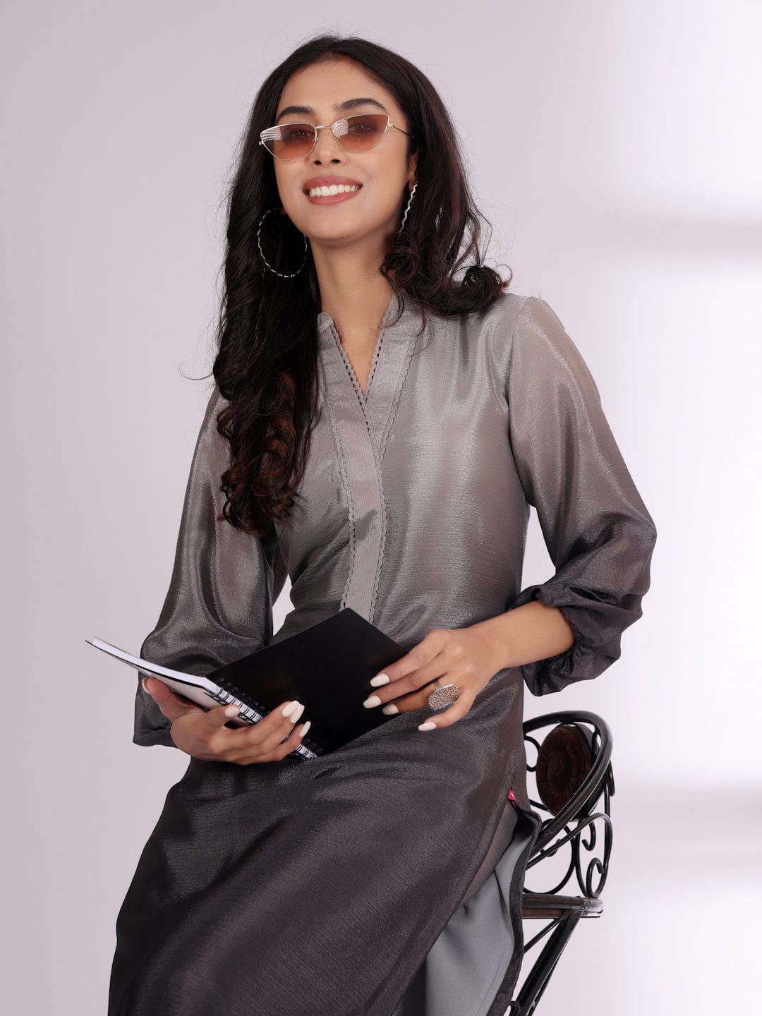 Women's Ombre Balloon Sleeve Kurta With Trouser