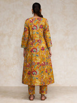 Women's Ethnic Jaipuri Floral Printed Angrakha Anarkali Kurta With Trouser
