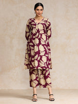 Women's Floral Printed Puff Sleeve Kurta With Trouser