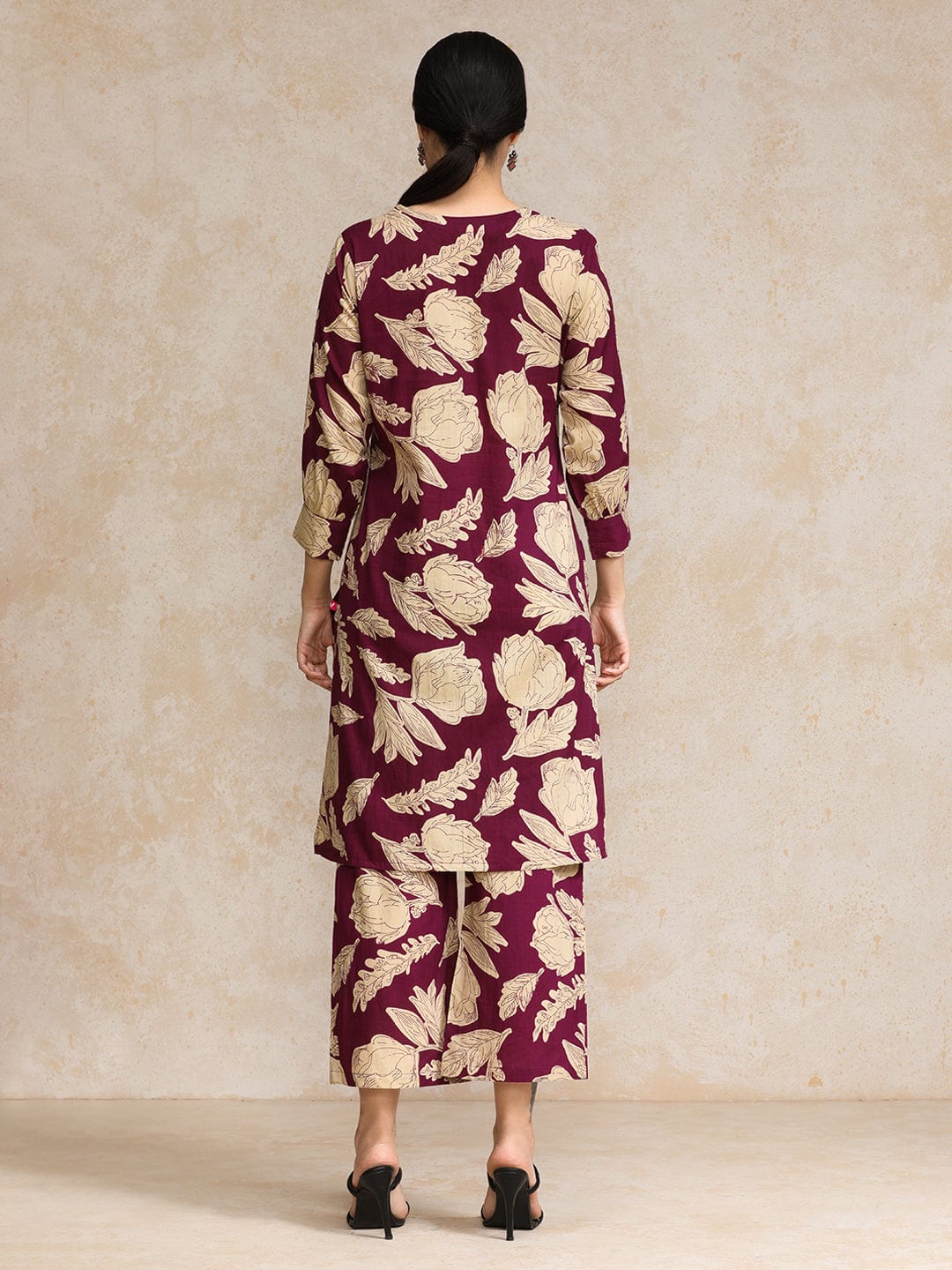 Women's Floral Printed Puff Sleeve Kurta With Trouser