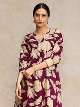 Women's Floral Printed Puff Sleeve Kurta With Trouser
