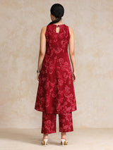 Women's Floral Printed Halter Neck Anarkali Kurta With Trouser