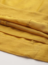 Women's Yellow Floral Thread Embroidered Anarkali Kurta Paired With Bottom And Dupatta