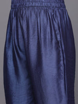 Women's Blue Floral Printed Mandarin Collar Straight Kurta Paired With Bottom & Dupatta