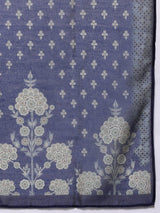 Women's Blue Floral Printed Mandarin Collar Straight Kurta Paired With Bottom & Dupatta