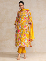Women's Floral Printed Boho Look Flared Sleeve Kurta With Trouser & Dupatta