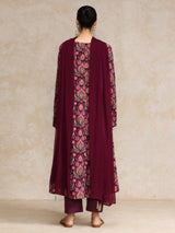 Women's Ethnic Printed V Neck Chudidar Sleeve Anarkali With Trouser & Dupatta