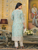 Women's Floral & Paisely Printed Kurta With Trouser & Dupatta