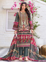 Women's Ethnic Floral Mirror Embroidered Pakistani Kurta With Trouser & Dupatta