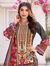 Women's Ethnic Floral Mirror Embroidered Pakistani Kurta With Trouser & Dupatta