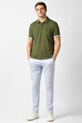 Men's Olive Casual Solid Regular Fit Half Sleeves Tshirt