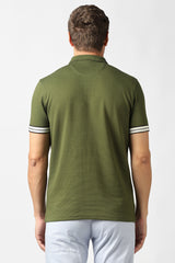 Men's Olive Casual Solid Regular Fit Half Sleeves Tshirt