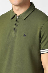 Men's Olive Casual Solid Regular Fit Half Sleeves Tshirt