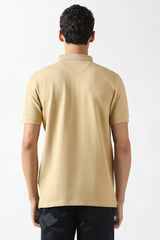 Men's Beige Casual Solid Regular Fit Half Sleeves Tshirt