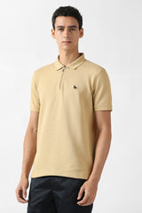 Men's Beige Casual Solid Regular Fit Half Sleeves Tshirt