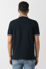 Men's Navy Casual Solid Regular Fit Half Sleeves Tshirt
