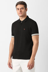 Men's Black Casual Solid Regular Fit Half Sleeves Tshirt