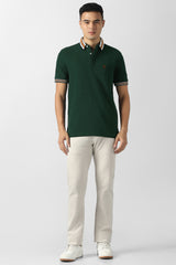 Men's Green Casual Solid Regular Fit Half Sleeves Tshirt