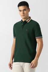 Men's Green Casual Solid Regular Fit Half Sleeves Tshirt