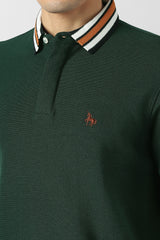 Men's Green Casual Solid Regular Fit Half Sleeves Tshirt