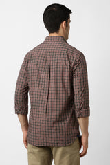 Men's Brown Casual Checkerd Slim Fit Full Sleeves Shirt