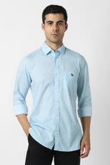 Men's Blue Casual Printed Slim Fit Full Sleeves Shirt