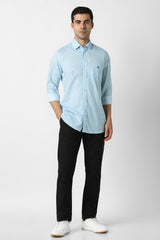 Men's Blue Casual Printed Slim Fit Full Sleeves Shirt