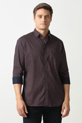 Men's Brown Casual Printed Slim Fit Full Sleeves Shirt