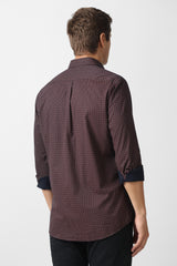 Men's Brown Casual Printed Slim Fit Full Sleeves Shirt