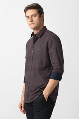 Men's Brown Casual Printed Slim Fit Full Sleeves Shirt