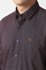Men's Brown Casual Printed Slim Fit Full Sleeves Shirt