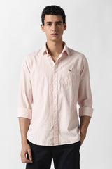 Men's Peach Casual Printed Slim Fit Full Sleeves Shirt