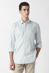 Men's Green Casual Striped Slim Fit Full Sleeves Shirt