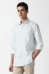 Men's Green Casual Striped Slim Fit Full Sleeves Shirt