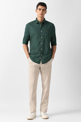 Men's Green Casual Printed Slim Fit Full Sleeves Shirt