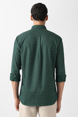 Men's Green Casual Printed Slim Fit Full Sleeves Shirt