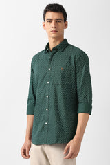 Men's Green Casual Printed Slim Fit Full Sleeves Shirt