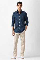 Men's Blue Casual Printed Slim Fit Full Sleeves Shirt