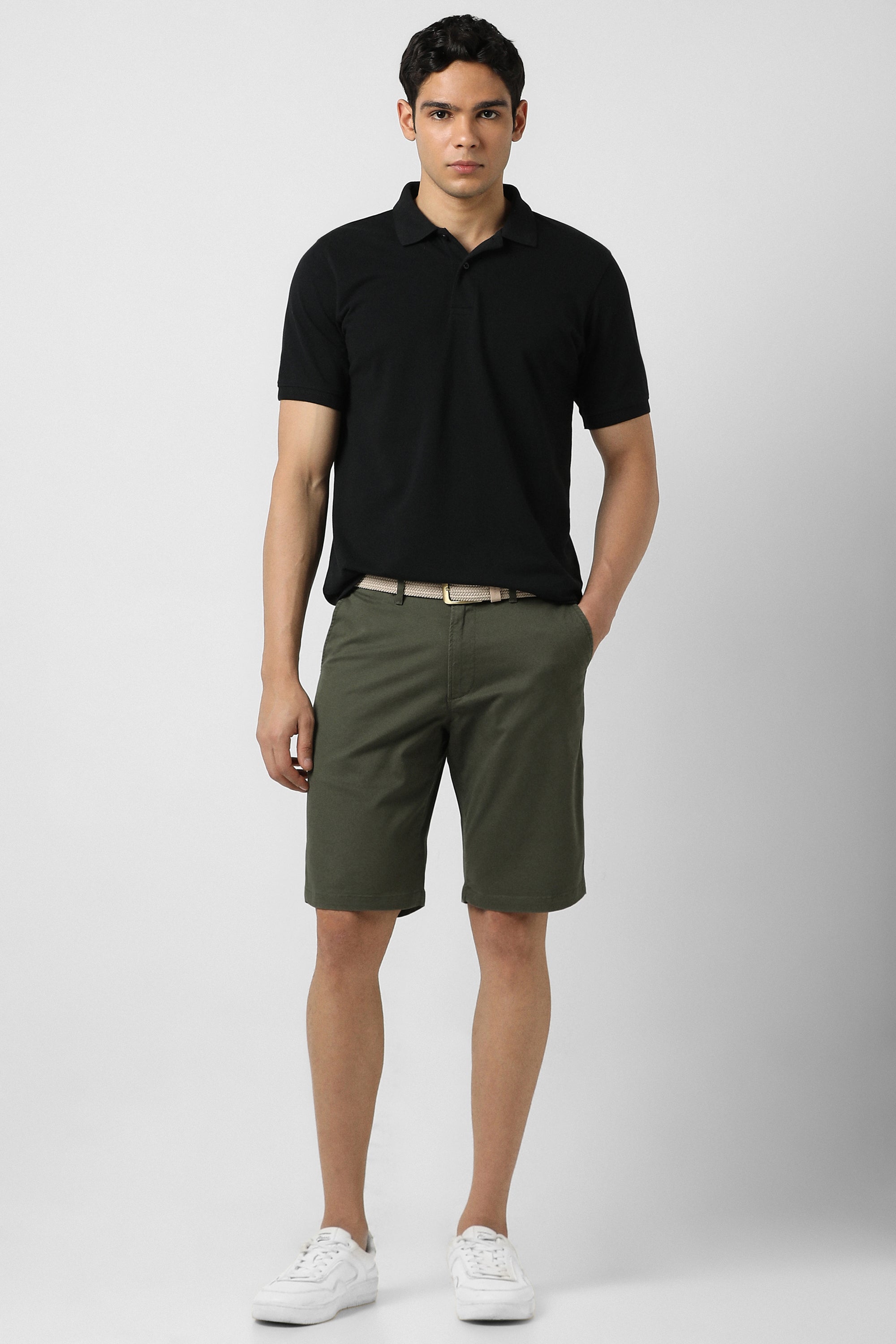 Men's Olive Regular Fit Shorts